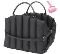 Warm Cozy Pet Car Seat for Dogs & Cats,Handle Waterproof Portable Pet Bed,Pet Travel Bag with Removable Cushion,Car Seat Belt Loops with Anti-Escape Rope (Black, 45*35*35cm/17.7*13.8*13.8inch)