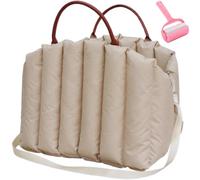Warm Cozy Pet Car Seat for Dogs & Cats,Handle Waterproof Portable Pet Bed,Pet Travel Bag with Removable Cushion,Car Seat Belt Loops with Anti-Escape Rope (Light Khaki, 45*35*35cm/17.7*13.8*13.8inch)