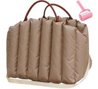 Warm Cozy Pet Car Seat for Dogs & Cats,Handle Waterproof Portable Pet Bed,Pet Travel Bag with Removable Cushion,Car Seat Belt Loops with Anti-Escape Rope (Dark Khaki, 55*42*42cm/21.7*16.5*16.5inch)