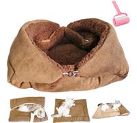 Warm Cozy Plush Bed for Cats,Multifunctional Soft Pet Blanket Cushion,Washable Fall Winter Pets Bed Pad,Indoor Living Room Apartment Travel Pet Pad (Coffee, M:80x60cm/31.5x23.62 in)
