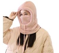 Warm Ear Protection 3-In-1 Hooded Neck Gaiter, 2026 Winter Windproof Cotton Hat with Thick Fleece for Outdoor Adventure (Pink)