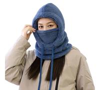Warm Ear Protection 3-In-1 Hooded Neck Gaiter, 2026 Winter Windproof Cotton Hat with Thick Fleece for Outdoor Adventure (Blue)