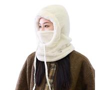 Warm Ear Protection 3-In-1 Hooded Neck Gaiter, 2026 Winter Windproof Cotton Hat with Thick Fleece for Outdoor Adventure (White)
