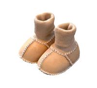 Warm Fur Baby Sock Shoes, Cute Fur Baby Sock Shoes, Winter Warm Snow Boots Soft Sole Crib Shoes Booties (Brown,13cm)