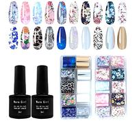 Warm Girl 2pcs Nail Art Foil Glue 8ml y Foil Sticker 20 Rollos Nail Foil Transfer, Apto para principiantes y profesionales