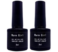 Warm Girl Pegamento de gel para arte de uñas para calcomanías de aluminio, puntas de transferencia de uñas, arte de manicura, bricolaje, 8 ml, 2 botellas, lámpara UV LED, requiere remojar