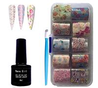Warm Girl Pegamento para Foil y Pegatinas Uñas 8ML - 10PCS Transferencia Foil Decorativas