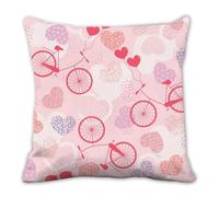 Warm Heart Bicycles Homeware - Funda de cojín con diseño de globos de bicicletas rojas y rosas, fundas de almohada de 50 cm x 50 cm, fundas de almohada para decoración del hogar, regalos para