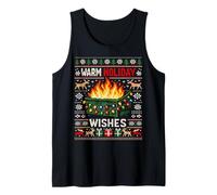Warm Holiday Wishes Ugly Christmas Dumpster Fire Camiseta sin Mangas