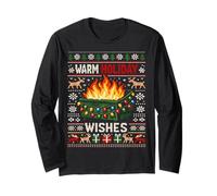 Warm Holiday Wishes Ugly Christmas Dumpster Fire Manga Larga