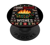 Warm Holiday Wishes Ugly Christmas Dumpster Fire PopSockets PopGrip Adhesivo