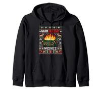 Warm Holiday Wishes Ugly Christmas Dumpster Fire Sudadera con Capucha