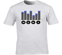 WARM KISS Graphic Equaliser Retro Style 80S Boombox Mens T Shirt White L