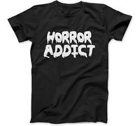 WARM KISS Horror Addict Mens Unisex Slim fit t Shirt Mens Scary Goth Movie Halloween Party Costume Black XL
