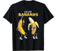 WARM KISS Limited Funny Let's Go Bananas Design Best Gift Idea T Shirt Black XXL