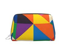 Warm Love Print Chic - Bolsa de maquillaje de viaje, bonita bolsa de cosméticos para mujer, para bolso y uso sobre la marcha, Mezcla de triángulos vibrantes, One Size, Clásico
