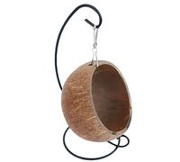 Warm Nest Small Pets - Refugio de coco para hámsteres, cómodo espacio para hámsters | Cama colgante para hámster de cáscara de coco con almohadilla cálida, hamaca escondite de hámster de coco Natural