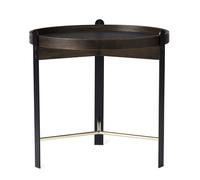 Warm Nordic Mesa de centro Compose Ø50 cm con base de latón Smoked oak