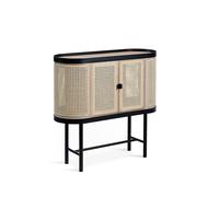 Warm Nordic Mueble bar Be My Guest Ratán. roble aceitado blanco. base de acero en color negro