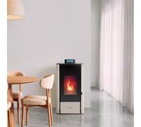 WARM PELLET CONNECT - Estufa De Pellets 10 KW Para Interior Sin Humos Con WiFi Blanco Roto