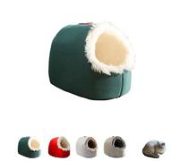 Warm Pet Cave Bed, Soft Plush Hooded Cat Bed Pet Calming Nest for Small Cats, Self-Warming Cave for Indoor Cats, Washable Cat Hideaway Hut Fit Pets Under 20lbs to Winter (Green,Medium)