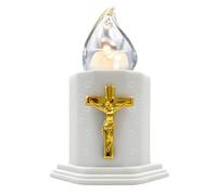 WARM RAY Velas LED cementerios e iglesias, velas a pilas con efectos de llama oscilante, resistentes a la lluvia, duración de 210 días (BLANCO)