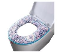 Warm Toilet Cover Seat Lid Top Pad Bathroom Warmer Bowl Soft Zipper Washable(Zipper Blue)