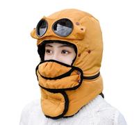 Warm Winter Hat - Talla Thick Winter Hat | Plush Cotton Polyester - Unisex AviatorHat with Goggles Face | Full Protection Ear Eye Warmth | Cycling Skiing Climbing Outdoor Sports, amarillo
