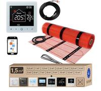 Warmcoin Calefacción eléctrica todo en uno de 160 W/m² - Azulejo, laminado y vinilo - 1,5 m² - Incluye termostato wifi W100 blanco con pantalla táctil - Diseño moderno y control por aplicación