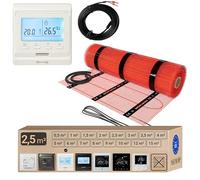 Warmcoin Juego de calefacción eléctrica por suelo radiante de 2,5 m², 160 W/m², termostato W51, color blanco con sensor mejorado, alfombrilla de calefacción para laminado, vinilo, baldosas, juego