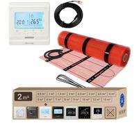 Warmcoin Juego de calefacción por suelo radiante eléctrico de 2 m², 160 W/m², termostato W51, color blanco con sensor mejorado, alfombrilla de calefacción para laminado, vinilo, baldosas, juego