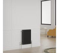 Warmehaus Radiador de calefacción central de estilo horizontal negro de hierro fundido de triple columna tradicional - 600x427mm