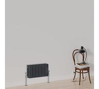 Warmehaus Radiador de diseño de columna tradicional horizontal triple panel radiador 300x607mm hierro fundido antracita calefacción central radiadores