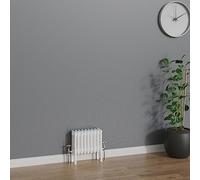 WarmeHaus Radiador tradicional de 300 x 425 mm, color blanco, horizontal, 4 columnas, de hierro fundido, calefacción central