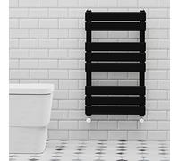 Warmehaus Toallero calefactable de panel plano negro de 800 x 450 mm con diámetro de tubo de 68 mm