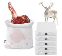 warmfarm Paquete de 5 bolsas de caza de alce con tiras reflectantes, bolsas elásticas reutilizables para carne de caza, transpirables, duraderas, mezcla de algodón y nailon (5, blanco)