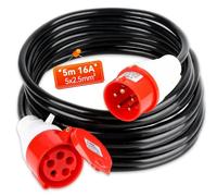 Warmfay Cable alargador CEE de 5 m, 400 V, 16 A, de goma, 5 x 2,5 mm², cable de alimentación CEE, IP44, exterior, construcción, taller, industria