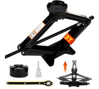 Warmfay Gato hidráulico 3T/3000 kg, gato de tijera universal con revestimiento de goma para coche, rango de elevación de 100 a 450 mm, portátil, resistente, de acero para SUV MPV, ideal para