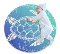 WARMFM Tortuga Marina, océano, Animal Alfombra Redonda para Dormitorio, Sala de Estar, Sala de Juegos, lavandería 39.4x39.4IN