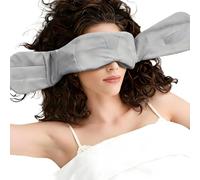 Warmforwel Antifaz con Peso para Dormir, Máscara de Sueño de Gravedad con Cuentas de Vidrio 3D y Hot & Cold Therapy, Antifaz Extra Ancho de Oscurecimiento, Ajustable, Suave Cubierta(Gris)