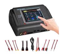 WARMFORWEL Cargador de batería T240 para LiPo/LiHV/LiFe/NiMH/NiCd, pantalla táctil grande de 3.2 pulgadas y doble puerto disponible, entrada CA/CC y corriente ajustable de 0.1-10 A