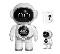 Warmforwel Robot astronaut AI de escritorio con 3 modelos de IA convencionales, control de voz, altavoz Bluetooth, luz nocturna, alarma inteligente y pantalla meteorológica, perfecto para oficina