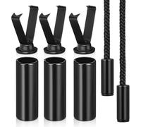 Warmhm 12 Piezas Tapón Metálico para Cordón de Aleación de Zinc Negro | Pantalones y Cordones, Longitud Ajustable, Uso Multifuncional, Estilo Minimalista Elegante, Tamaño 20x7mm