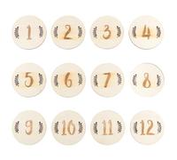 Warmhm 12 Tarjetas de Nacimiento para Bebés Números Mensuales de Madera, Diseño Original y Adorable para Fotografía Conmemorativa en Baby Shower