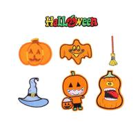 Warmhm 14 Parches Bordados de Calabaza y Esqueleto para Planchar, Adhesivos Termoadhesivos de Tela No Tejida de Poliéster, Decoración de Halloween Aterradora y Manualidades