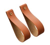 Warmhm 2 Ganchos Decorativos Soportes Versátiles Marrón de Cuero Sintético Diseño Bohemio para Colgar Cortinas y Toallas para Baño y Dormitorio