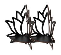 Warmhm 2 Piezas Estante Flotante Esquinero Flor de Loto de Madera Negra | Montaje Orificios Preperforados, Acabado Artesanal, para Fotos y Libros, Estilo Boho Vintage