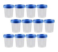 Warmhm 25piezas Vasos de Muestreo de Plástico Graduados con Tapa Azul Copas Duras Reutilizables para Laboratorio y Preparación de Muestras