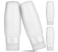 Warmhm 4 Botellas de Viaje Rellenable de Silicona Color Claro con Buen Sellado para Champú y Acondicionador, Ideales para Viajes de Negocios y Uso Personal