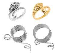 Warmhm 4 Piezas Guía de Hilo para Anillos de Crochet para Dedo Anillo de Hilo de Acero Inoxidable para Tejer y Ganchillo en Su Sitio No se Deforma